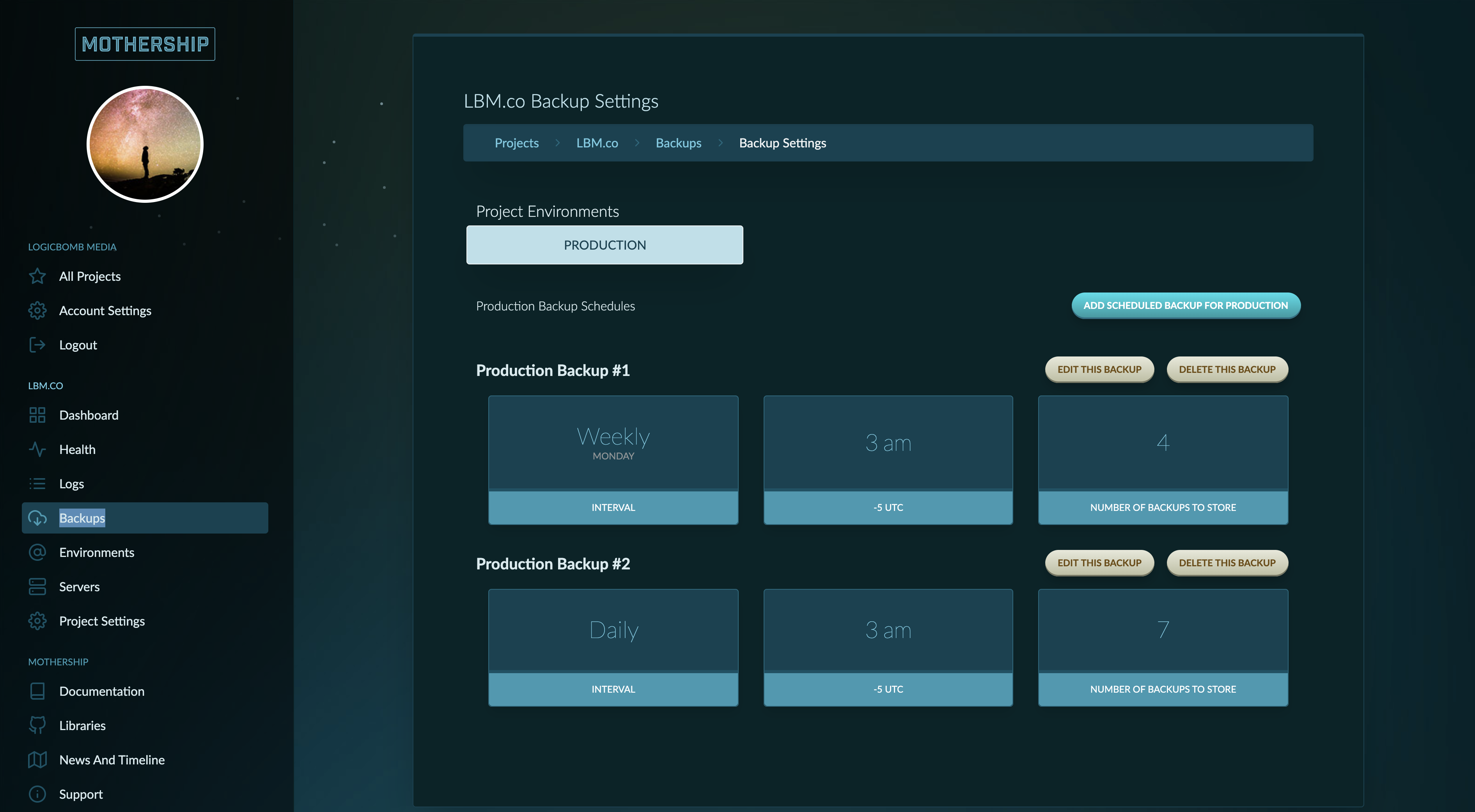 Screenshot of the Backups settings screen showcasing various schedules for backups Screenshot of the Backups settings screen showcasing various schedules for backups