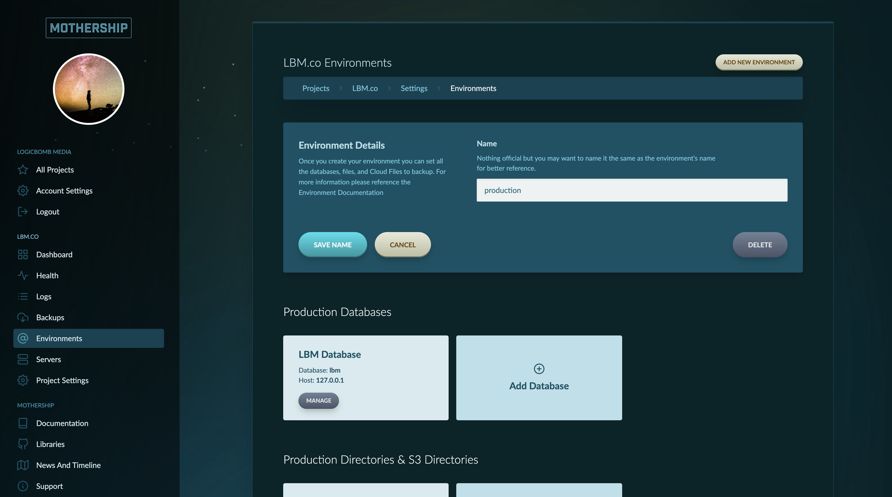 Screenshot of the Environment Setup
